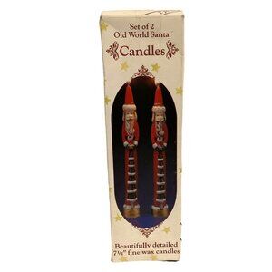 Rare Vintage Giftco Inc Old World Santa Claus Fine Wax Candles Set of 2 Unused